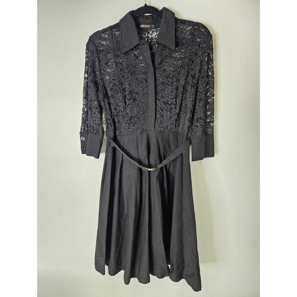 Miusol Dress Black Lace Large Classic Cocktail Dress Gothic Romance Wednesday - Picture 1 of 5